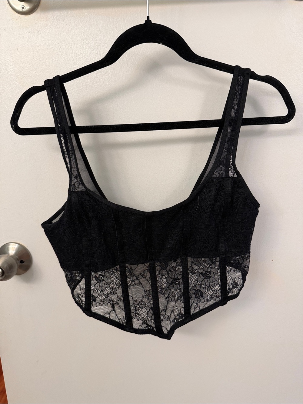 Garage Black Lace Bustier Crop Top